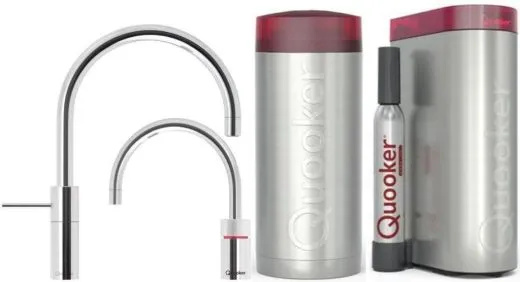 QUOOKER Nordic Round Twintaps Chrom COMBI B & CUBE 2 als Set (COMBINSMRCHRTTCUBE)