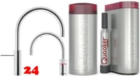 QUOOKER Nordic Round Twintaps Chrom COMBI (+) B & CUBE 2 als Set (COMBI+NSMRCHRTTCUBE)