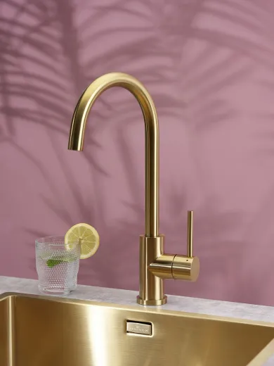 REGINOX Kchenarmatur CANO Gold (R30509) Kchenarmatur / Einhebelmischer mit Festauslauf Oberflche Goldfarben PVD