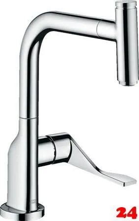 AXOR Kchenarmatur Citterio Select Chrom Einhebelmischer 230 mit Zugauslauf als Ausziehauslauf und Select-Knopf (39861000)