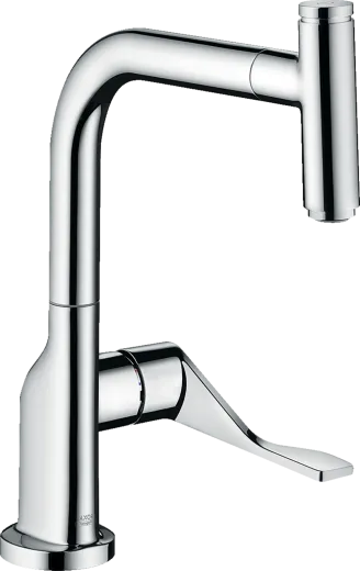 AXOR Kchenarmatur Citterio Select Chrom Einhebelmischer 230 mit Zugauslauf als Ausziehauslauf und Select-Knopf (39861000)