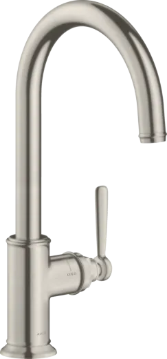 AXOR Kchenarmatur Montreux Edelstahl Finish Einhebelmischer 260 mit Festauslauf Schwenkbereich einstellbar (16580800)