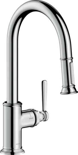 AXOR Kchenarmatur Montreux Chrom Einhebelmischer 180 mit Zugauslauf als Auszugsbrause Schwenkbereich einstellbar (16581000)