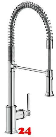 AXOR Kchenarmatur Montreux Semi Pro Chrom Einhebelmischer 210 mit Pendelbrause als 2-Strahlbrause 360 schwenkbarer Auslauf (16582000)