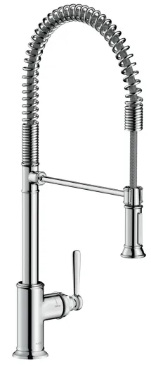 AXOR Kchenarmatur Montreux Semi Pro Edelstahl Finish Einhebelmischer 210 mit Pendelbrause als 2-Strahlbrause 360 schwenkbarer Auslauf (16582800)