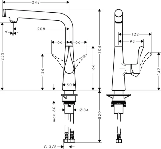 HANSGROHE Kchenarmatur Metris Select M71 Edelstahl Finish Einhebelmischer 260 mit Festauslauf, 1jet (14847800)