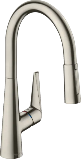 HANSGROHE Kchenarmatur Talis M51 Edelstahl Finish Einhebelmischer 200 mit Ausziehbrause, 2jet, sBox (73851800)