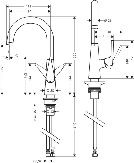 HANSGROHE Kchenarmatur Talis M51 Chrom Einhebelmischer 220 mit Festauslauf, 1jet Schwenkbereich einstellbar (72814000)