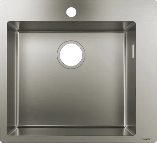 HANSGROHE Kchensple S711-F450 Einbausple 450 Edelstahlsple Flachrand Siebkorb als Stopfenventil