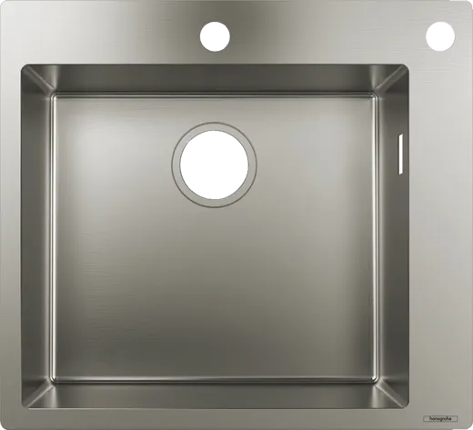 HANSGROHE Kchensple S712-F450 Einbausple 450 Edelstahlsple Flachrand Siebkorb als Drehknopfventil