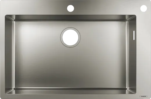 HANSGROHE Kchensple S712-F660 Einbausple 660 Edelstahlsple Flachrand Siebkorb als Drehknopfventil