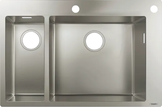 HANSGROHE Kchensple S712-F655 Einbausple 180/450 Edelstahlsple Flachrand Siebkorb als Drehknopfventil