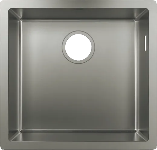 HANSGROHE Kchensple S719-U400 Edelstahlsple 400 3 in 1 (Einbau, Unterbau, Flchenbndig) mit Siebkorb als Stopfen- oder Drehknopfventil