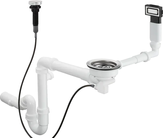 HANSGROHE Kchensple S719-U500 Edelstahlsple 500 3 in 1 (Einbau, Unterbau, Flchenbndig) mit Siebkorb als Stopfen- oder Drehknopfventil