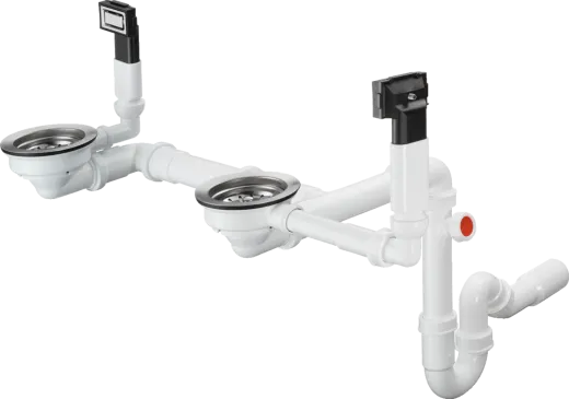 HANSGROHE Kchensple S719-U655 Edelstahlsple 180/450 3 in 1 (Einbau, Unterbau, Flchenbndig) mit Siebkorb als Stopfen- oder Drehknopfventil