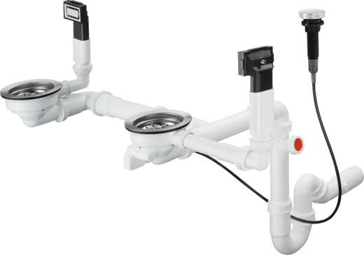 HANSGROHE Kchensple S719-U655 Edelstahlsple 180/450 3 in 1 (Einbau, Unterbau, Flchenbndig) mit Siebkorb als Stopfen- oder Drehknopfventil