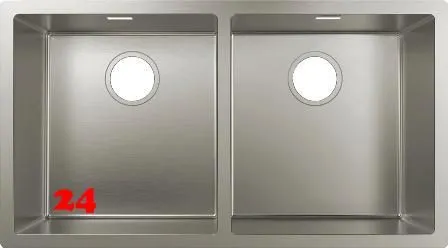 HANSGROHE Kchensple S719-U765 Edelstahlsple 370/370 3 in 1 (Einbau, Unterbau, Flchenbndig) mit Siebkorb als Stopfen- oder Drehknopfventil