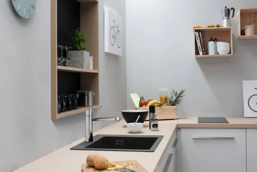 HANSGROHE Kchensple S51 S510-F450 SilicaTec Granitsple 450 Einbausple in 3 Farben mit Siebkorb als Stopfen- oder Drehknopfventil