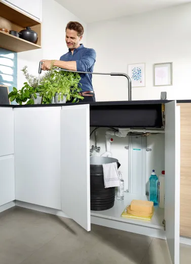 HANSGROHE Kchensple S51 S510-F660 SilicaTec Granitsple 660 Einbausple in 3 Farben mit Siebkorb als Stopfen- oder Drehknopfventil