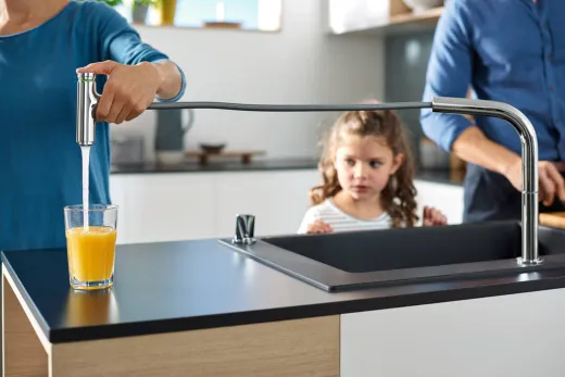 HANSGROHE Kchensple S51 S510-F660 SilicaTec Granitsple 660 Einbausple in 3 Farben mit Siebkorb als Stopfen- oder Drehknopfventil