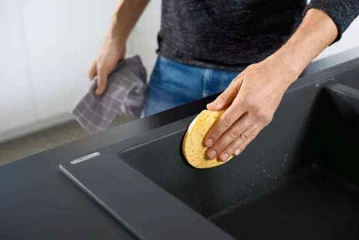 HANSGROHE Kchensple S51 S510-F635 SilicaTec Granitsple 180/450 Einbausple in 3 Farben mit Siebkorb als Stopfen- oder Drehknopfventil