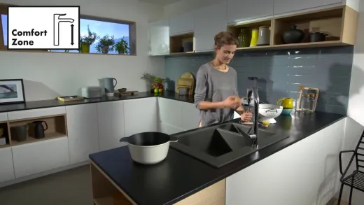 HANSGROHE Kchensple S51 S510-F635 SilicaTec Granitsple 180/450 Einbausple in 3 Farben mit Siebkorb als Stopfen- oder Drehknopfventil