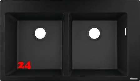 HANSGROHE Kchensple S51 S510-F770 SilicaTec Granitsple 370/370 Einbausple in 3 Farben mit Siebkorb als Stopfen- oder Drehknopfventil