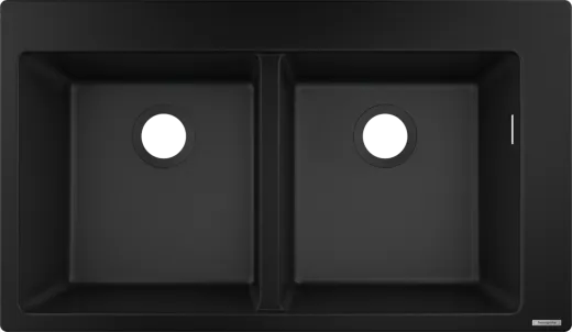 HANSGROHE Kchensple S51 S510-F770 SilicaTec Granitsple 370/370 Einbausple in 3 Farben mit Siebkorb als Stopfen- oder Drehknopfventil