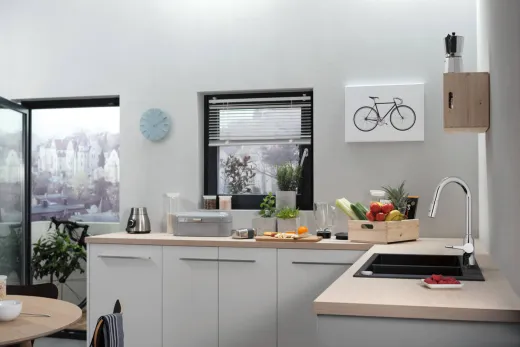 HANSGROHE Kchensple S51 S510-F770 SilicaTec Granitsple 370/370 Einbausple in 3 Farben mit Siebkorb als Stopfen- oder Drehknopfventil