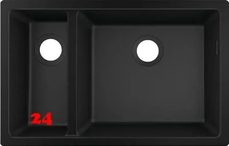 HANSGROHE Kchensple S51 S510-U635 SilicaTec Granit-Unterbausple 180/450 in 3 Farben mit Siebkorb als Stopfen- oder Drehknopfventil