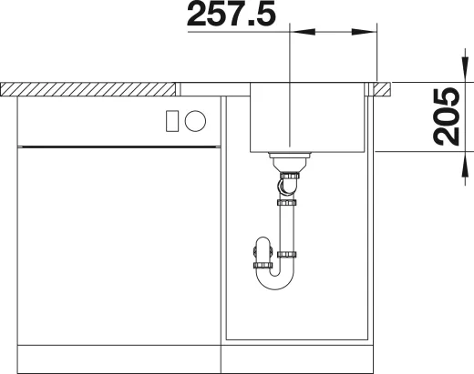 BLANCO Kchensple Lemis 45 S-IF Mini Edelstahlsple / Einbausple Flachrand mit Siebkorb als Drehknopfventil