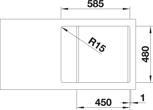 BLANCO Kchensple Lemis 45 S-IF Mini Edelstahlsple / Einbausple Flachrand mit Siebkorb als Drehknopfventil