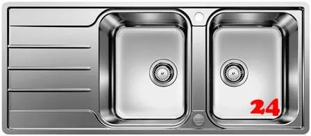 BLANCO Kchensple Lemis 8 S-IF Edelstahlsple / Einbausple Flachrand mit Siebkorb als Drehknopfventil