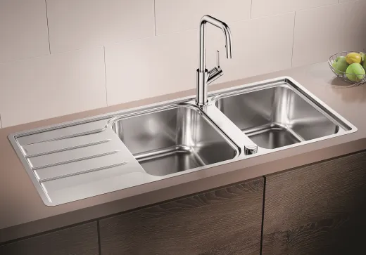 BLANCO Kchensple Lemis 8 S-IF Edelstahlsple / Einbausple Flachrand mit Siebkorb als Drehknopfventil