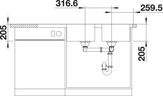 BLANCO Kchensple Lemis 8 S-IF Edelstahlsple / Einbausple Flachrand mit Siebkorb als Drehknopfventil