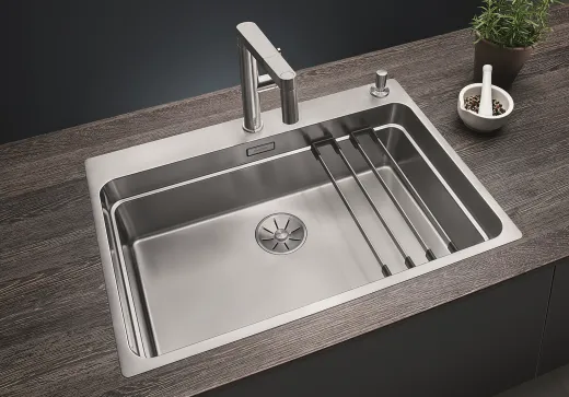 BLANCO Kchensple Etagon 700 IF/A Edelstahlsple / Einbausple Flachrand mit Ablaufsystem InFino und Zugknopf