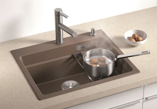 BLANCO Kchensple Etagon 6 Silgranit PuraDurII Granitsple / Einbausple Ablaufsystem InFino mit Zugknopfventil