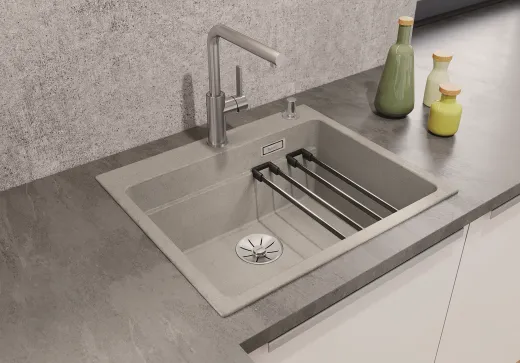 BLANCO Kchensple Etagon 6 Silgranit PuraDurII Granitsple / Einbausple Ablaufsystem InFino mit Zugknopfventil