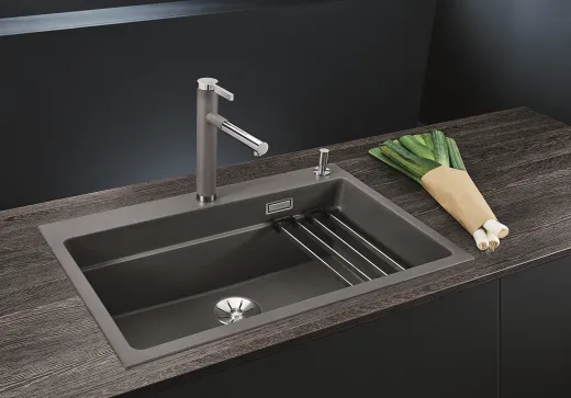 BLANCO Kchensple Etagon 8 Silgranit PuraDurII Granitsple / Einbausple Ablaufsystem InFino mit Zugknopfventil
