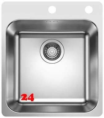 BLANCO Kchensple Supra 400-IF/A Edelstahlsple / Einbausple Flachrand mit Hahnlochbank Siebkorb als Zugknopfventil