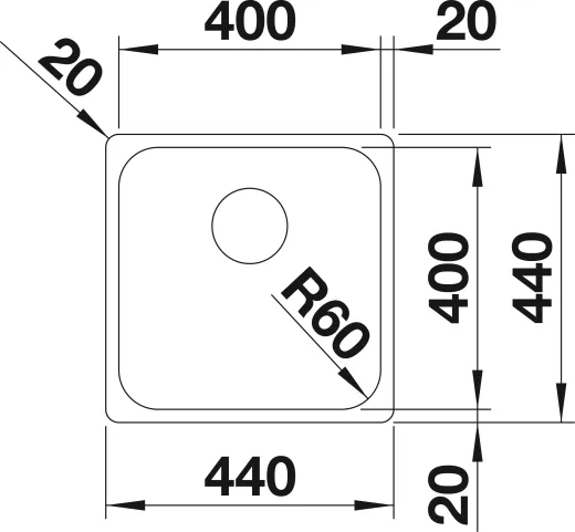 BLANCO Kchensple Supra 400-IF Edelstahlsple / Einbausple Flachrand Siebkorb als Stopfenventil Handbettigung