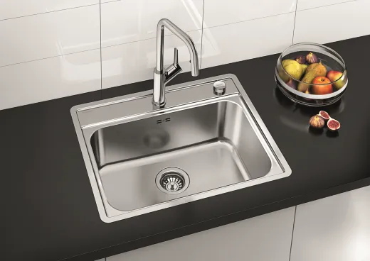 BLANCO Kchensple Lemis 6-IF Edelstahlsple / Einbausple Flachrand und Hahnlochbank mit Drehknopfventil