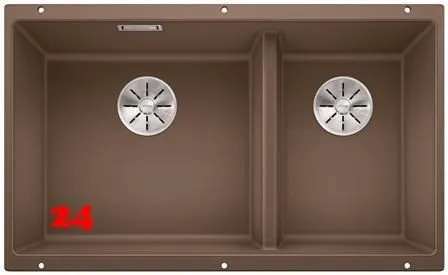 BLANCO Subline 430/270-U Silgranit PuraDurII Granitsple / Unterbaubecken Ablaufsystem InFino mit Handbettigung