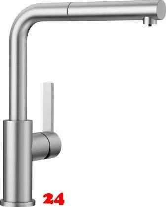 BLANCO Kchenarmatur Lanora-S Edelstahl massiv Einhebelmischer mit Zugauslauf als Schlauchbrause Niederdruck