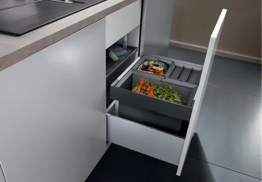 BLANCO Abfalltrennsystem Flexon II 50/3 Abfallsystem mit Systemdeckel zum Einbau in Schubksten ab 50cm Unterschrank