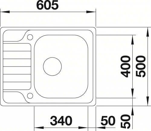 BLANCO Kchensple Dinas 45-S Mini Edelstahlsple / Einbausple mit Siebkorb als Drehknopfventil