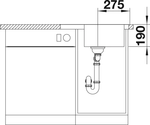 BLANCO Kchensple Dinas 45-S Mini Edelstahlsple / Einbausple mit Siebkorb als Drehknopfventil