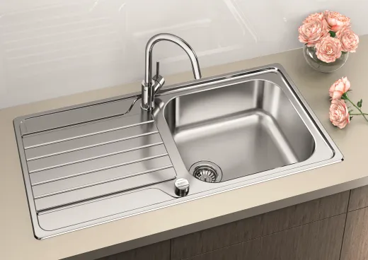 BLANCO Kchensple Dinas XL 6-S Einbausple / Edelstahlsple Siebkorb als Drehknopfventil