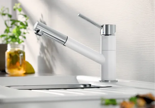 BLANCO Kchenarmatur Kano Silgranit-Look Einhebelmischer mit Zugauslauf 120 schwenkbarer Auslauf