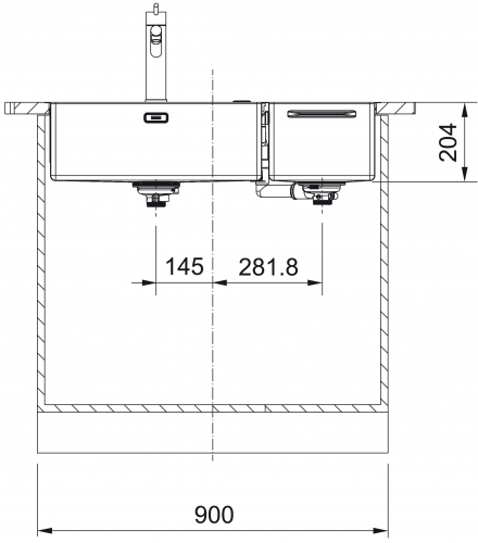 FRANKE Küchenspüle Box Center BWX 220-54-27 A Edelstahlspüle Slimtop / Flächenbündig mit Siebkorb als Druckknopfventil